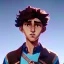 Placeholder: beautiful 12 year old arabic boy with curly hair and light blue eyes