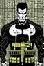 Placeholder: punisher sku;; satoshi nakamoto in the style of Hiroshi Nagai