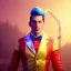 Placeholder: circus, ringleader, Arthur Kulkov, front, handsome, muscular, male, Russian, buff, fantasy, anime, at dawn by atey ghailan, mystical colors, Golden hour, Lisa Frank fantasy