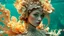 Placeholder: Beautiful young faced meemaid under water, wearing palimpsest art nouveau lace embossed sea shell and creatures ornate costume, adorned with palimpsest art nouveau sea creatures, sea horse. Shell coralls headdress and ribbed with árt Nouveau coralls flower and seapearls costume organic bio spinal ribbed detail of under water art nouveau sea shell embossed extremely detailed art nouveau style maximálist hyperrealistic concept árt portrait
