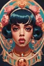 Placeholder: A beautiful portrait painting of a Singer Melanie Martinez face by Pascal Blanche and Sachin Teng and Sam Yang and Greg Rutkowski, in style of colorful comic. symmetry, hyper detailed. octanev render. trending on artstation