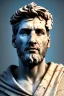 Placeholder: Ultra Realistic image, Roman sculpture, white marble material, Lionel Messi, gold Laurel leaves wreath, renaissance ornaments, one gold star, chisel style, waist up portrait, epic, celestial, cinematic lighting, God light, god rays, 4k resolution, smooth details, ornate details, soft lighting, unreal engine 5, marble background.