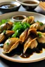 Placeholder: A picture of a plate of crispy vegetable dumplings with a side of soy sauce.