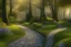 Placeholder:  winding stone path lit river