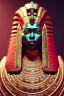 Placeholder: kente scene, Red Egyptian Cat, jewelry, realistic, thread, embroidery, octane render, high detail