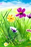 Placeholder: акварель весна цветы на лужайке