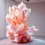 Placeholder: Ultra-detailed surreal biomorphic 3D gallery sculpture of flowing organic forms crystallizing into rose quartz and champagne diamond structures, soft pink and warm golden tones, silky translucent membranes, elegant museum installation lighting, cinematic composition, Octane render, 8k, luxury fine art aesthetic