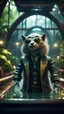 Placeholder: photo model of blessed furry hairy pimp rocker priest alien seal on boat bridge in dark lit reflective wet jungle metallic hall dome hotel tunnel, in the style of fallout 4 game,bokeh like f/0.8, tilt-shift lens 8k, high detail, smooth render, down-light, unreal engine, prize winning