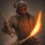 Placeholder: fantassin zombie utilise lance flammes dans paris, yeux rouges, casque militaire steampunk, paris, stade de france