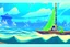 Placeholder: Legend Of Zelda: Wind Waker style view of a vast ocean, stylized, colorful, adventurous.