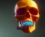 Placeholder: gripping a human skull with vice, yellow orange robot, two clamps tools attached to skull