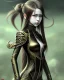 Placeholder: Detailed anime Kunoichi girl, long brown hair, green eyes, black latex bodysuit, intricate detail, portrait, keep head in frame, smile, black Japanese motif, concept art, highly detailed, digital painting, concept art, sharp focus, illustration, art by Yoji Shinkawa, WLOP and greg rutkowski and alphonse mucha and artgerm and yanjun Chen and Junji ito and Makoto Shinkai, HDR, octane render