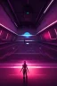 Placeholder: 3d, si-fi hunger , far away a girl in the middle stand on round platform, connected by wires , vr, beautifully color coded, super detailed, moody lighting, volumetric lighting, night time, mass effect, vertical glow, walls