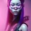 Placeholder: Portrait, Front avatar image,sweet rabbit mask, cyberpunk Asian woman, black pink color, highly detailed, concept art, smooth, unreal engine 5, god rays, ray tracing, RTX, lumen lighting, ultra detail, volumetric lighting, 3d, finely drawn, high definition, high resolution.