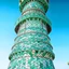 Placeholder: A mint color tower on an airship designed in Roman mosaics painted by MC Escher