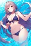 Placeholder: an anime waifu at the beach in a bikini swimming