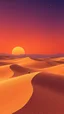 Placeholder: Mysteries of the Desert Mobile Wallpaper. Sand dunes, hyper realistic, 3D illustration, sunset orange, twilight purple, stillness, waxing crescent, stars peeking, oasis mirage, solitude, dusk's warmth, sandy texture, depth, desert fortress, arid elegance, layered paper, artful, serene night, minimalism, eastern