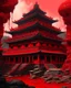 Placeholder: A dark red Chinese volcanic palace painted by Jeffrey Kolker