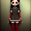 Placeholder: Jenna ortega with wednesday addams dress,soft goth libstick, wednesday addams make up, overknee socks, dramatic lighting, highly detailed oil painting, volumetric lighting