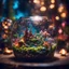 Placeholder: extremly detailed fantasy world in a glass terrarium, sharp focus, high contrast, dark tone, bright vibrant colors, cinematic masterpiece, shallow depth of field, bokeh, sparks, glitter, 16k resolution, photorealistic, intricate details, dramatic natural lighting