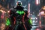 Placeholder: Spawn in 8k cgi game drawing style, spawn them, close picture, rain, neon, intricate details, highly detailed, high details, detailed portrait, masterpiece,ultra detailed, ultra quality