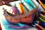 Placeholder: Viking boat drawing with colored pencil, Ultra realisic, Ultra detailed, Very professional drawing, Art, colorfull, vikings, old