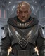 Placeholder: star wars bald male corellian jedi wearing gunmetal grey and black old republic armored flightsuit with gold and metallic red trim inside the jedi temple, centered head and shoulders portrait, hyperdetailed, dynamic lighting, hyperdetailed background, 8k resolution, volumetric lighting, light skin, fully symmetric details