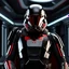 Placeholder: star wars bald male corellian pilot wearing pearlescent black and gunmetal grey First Order special forces heavy assault stealth commando armor and helmet with gold and red trim inside the jedi temple, hyperdetailed, dynamic lighting, hyperdetailed background, 8k resolution, volumetric lighting, light skin, fully symmetric details