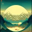 Placeholder: Ukiyo-e styled art, yin and yang sign, mountains and sun