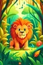 Placeholder: /image prompt kids illustration, lion in a jungle, cartoon style, thick lines, low detail, and vivid color --ar 9:11