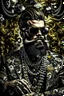 Placeholder: Artistic photo in the audacius style of Jill Greenberg, of man with a luxurious and striking style, abundance of jewelry, oversized sunglasses, neat black beard, feminine manirism, prints, desafiant, extravagant, barroque escene , impasto style with thick texture