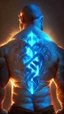 Placeholder: glowing rune tattoo strongman