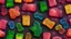 Placeholder: Gummy brand for gamers that has gummy bags in the shape of gaming PC towers with an electronic and RGB lighting style.