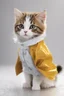 Placeholder: baby cat in raincoat. Chibi, Photograph, Canon DSLR, Tilt - shift, white background, high definition, Complete and coordinated composition, 8k