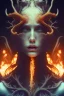 Placeholder: portrait photography of an ethereal beautiful animal goddess, Fire theme art, Dark moody night atmosphere, Portrait of a man by Michelangelo, 8K, close-up face, anatomically perfect face, oak tree roots, ignore NSFW