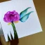 Placeholder: tiny watercolor of single long stem flower, etsy, whimsical, heavy cardstock, greeting card