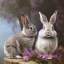 Placeholder: fantasy magic, sharp focus, illustration, highly detailed, digital painting, concept art, art germ and Paul Lewin and Kehinde Wiley, masterpiece silver solo rabbit, dark blue aye