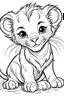 Placeholder: outline art for Lion Cub coloring pages with sitch, white background, Sketch style, full body, only use outline, toddlers style, clean line art, white background, no shadows and clear and well outlined.