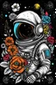Placeholder: Astronaut, sugar skull, woman, cosmonaut, space, dia de los muertos, flowers