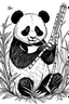 Placeholder: Showcase a playful panda, against a bamboo backdrop, clean line art, white background, no shadows, black and white coloring book.