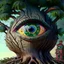 Placeholder: A huge eyeball growing in a giant tree, surrealism, weird plants, whimsical Modifiers: trending on Artstation highly detailed elegant fantasy photorealistic high detail hyperrealistic 4K 3D colourful Jacek Yerka Gothic SALVADOR DALI dreamlike Surrealism H.R. Giger Hieronymus Bosch heavy metal whimsical Moebius