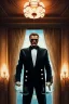 Placeholder: dolph lundgren as the mafia godfather wearing gloves, balcony on casino top floor, 4k, trending art, weird perspective, realism, spray paint, detailed