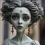 Placeholder: a close up of a statue of a woman, a surrealist sculpture, zbrush central contest winner, gothic art, big eyes with eyelashes, with wild hair and haunted eyes, realistic cute girl painting, corpse bride style, painted with a thin brush, very detailed and beautiful face, photorealistic disney, nicely detailed, face - up, maia sandu hyperrealistic, shot with Sony Alpha a9 Il and Sony FE 200-600mm f/5.6-6.3 G OSS lens, natural ligh, hyper realistic photograph, ultra detailed -ar 1:1 —q 2 -s 75