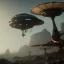 Placeholder: steampunk alien spaceship, 4k, 8k, unreal engine, highly detailed, cinematic, photorealistic, alien landscape