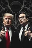 Placeholder: trump and Elon Musk as goth in the style of Giger and Escher