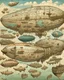 Placeholder: A flesh colored fleet of airships in the sky designed in Matryoshka dolls