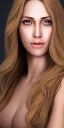 Placeholder: Full body portrait, 8k, hdd, highly realístíc, fully detailed-picture, inspired by kyra milan, beautiful model-postured. Beautiful face. Brown eyes, blonde hair, transparent-lady, lite-linen white-dress