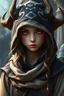 Placeholder: Portrait of a air genasi 13 years old girl, warlock, high definition, high quality
