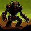 Placeholder: 90's TCG art retro fantasy art of scrap robot monster post apocalyptic