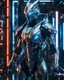 Placeholder: Length image full body photography Faced image Ultra-detailed benevolent cyborg in a spaceship, with anthropomorphic cybernetic Dragon elements on metal armor, neon lights reflections, reflection mapping, intricate design and details, dramatic lighting, Cinematic lighting, Volumetric lighting, Epic composition, Photorealism, Bokeh blur, Very high detail, Sony Alpha α7iv, ISO1900, Character design, Unreal Engine, Octane render, HDR, Subsurface scattering